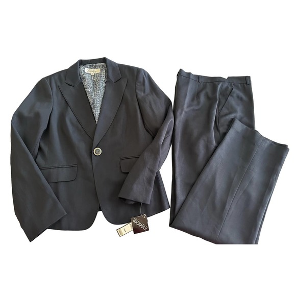 Emily Jackets & Blazers - NWT Women Jacket Pants Blue Suit 2pc Set 8 New Washable Dry Clean Work Office